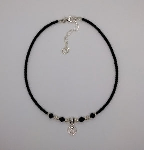 Black with Cubic Zircon Heart