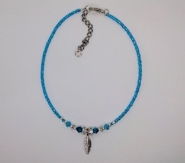 Seed Bead Anklet Blue