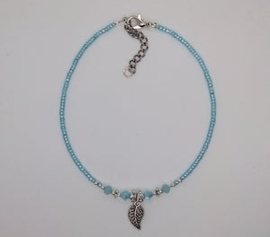 Seed Bead Anklet Light Blue