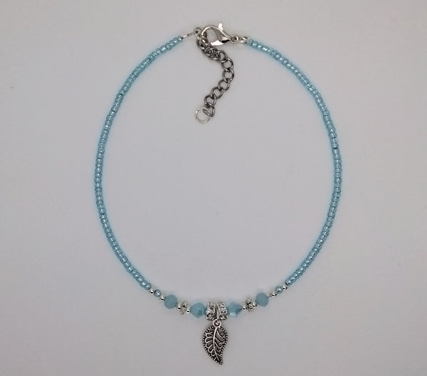 Seed Bead Anklet Light Blue