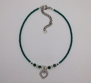 Seed Bead Anklet Teal Green