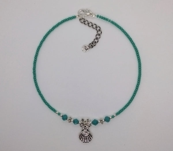 Seed Bead Anklet Turquoise