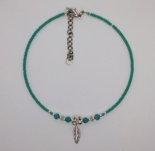 Seed Bead Anklet Turquoise