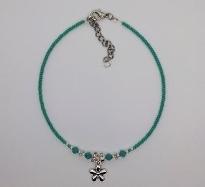 Seed Bead Anklet Turquoise