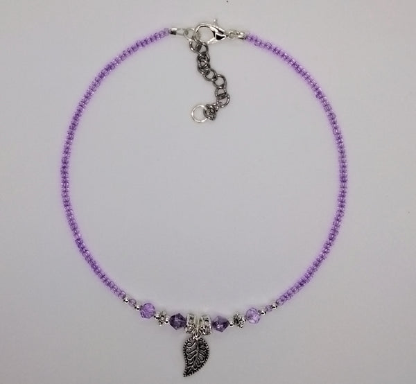 Seed Bead Anklet Purple