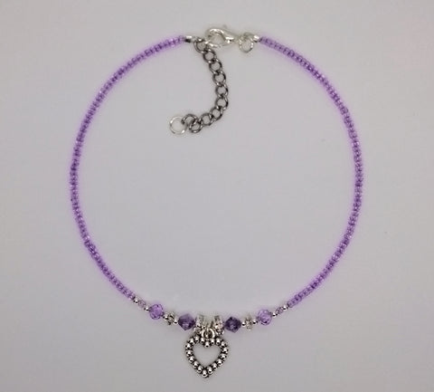 Seed Bead Anklet Purple