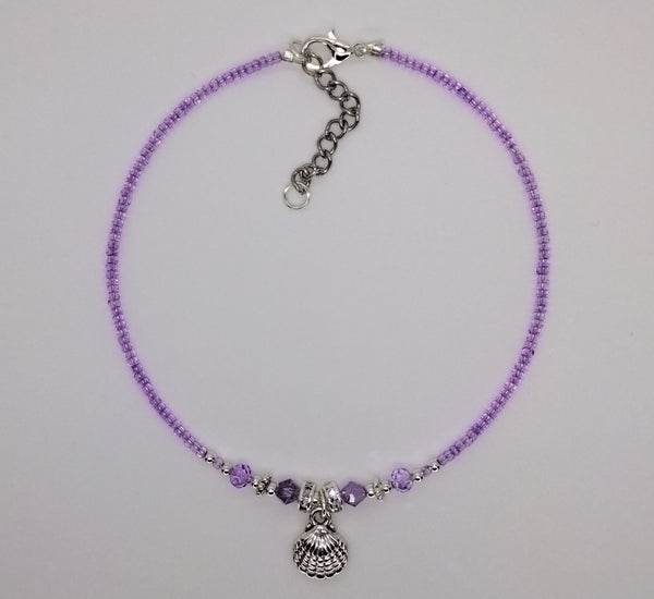 Seed Bead Anklet Purple