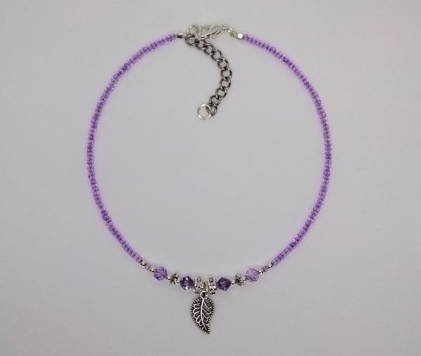 Seed Bead Anklet Purple