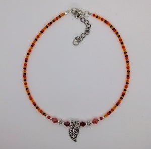 Seed Bead Anklet Orange