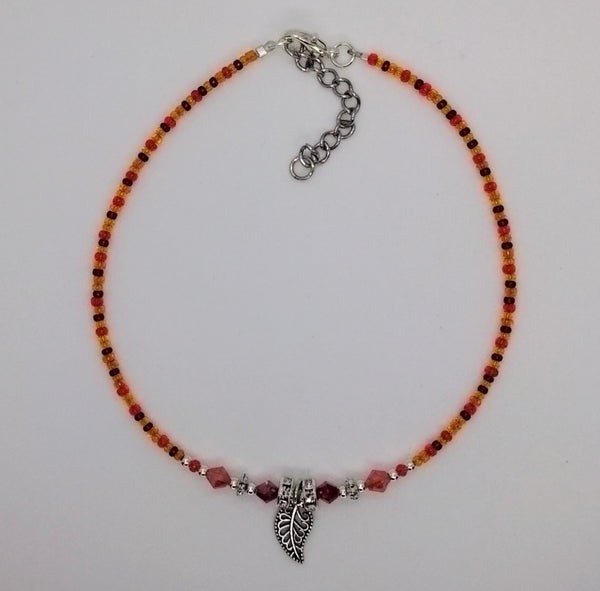 Seed Bead Anklet Orange