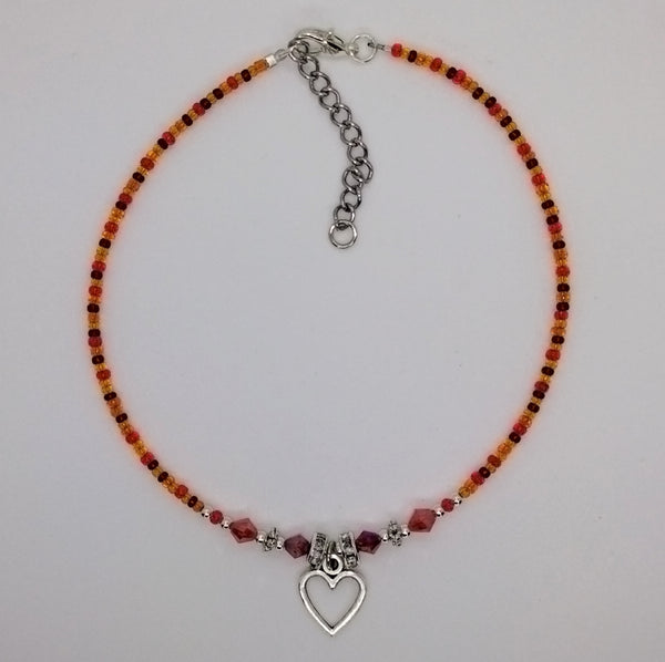 Seed Bead Anklet Orange