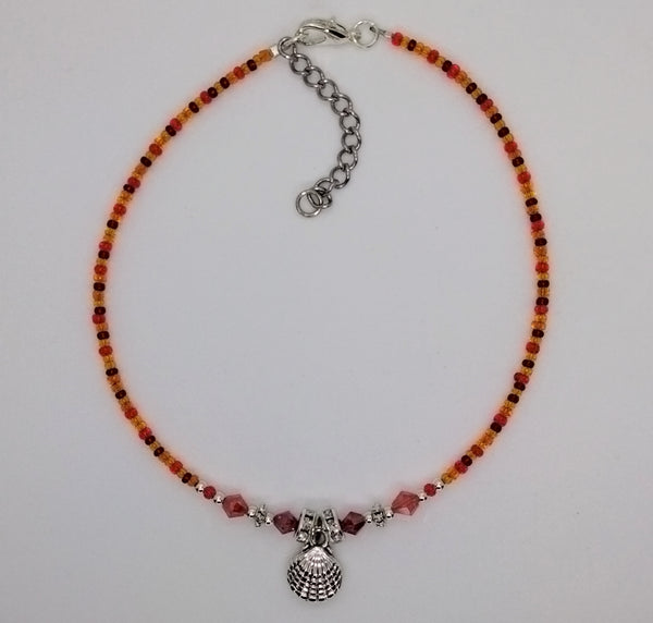 Seed Bead Anklet Orange