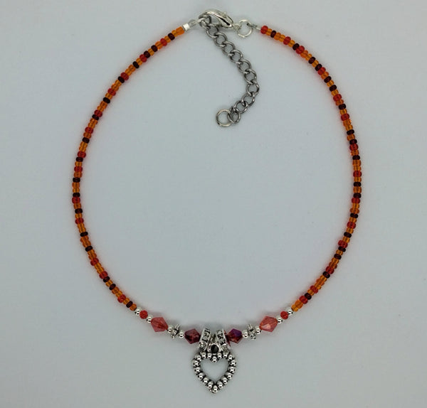 Seed Bead Anklet Orange