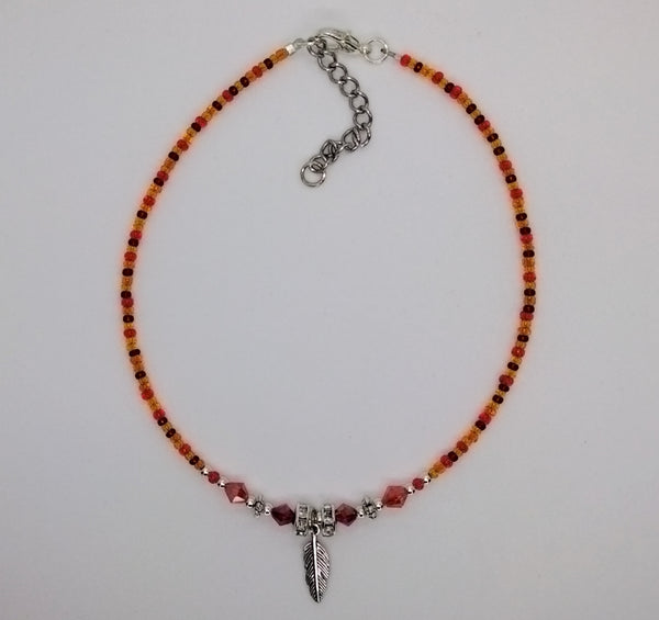 Seed Bead Anklet Orange