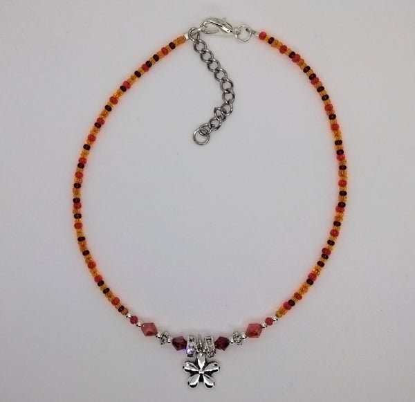 Seed Bead Anklet Orange