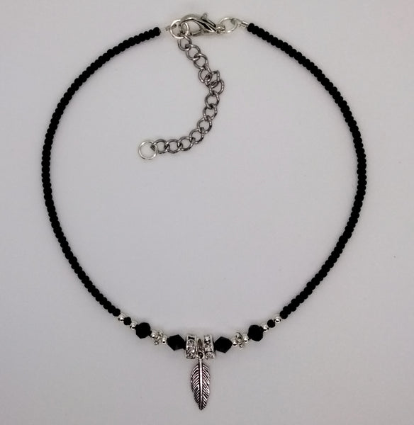 Seed Bead Anklet Black