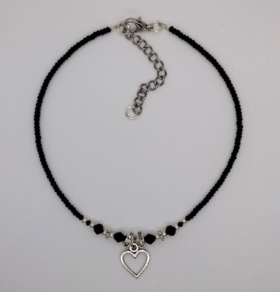 Seed Bead Anklet Black